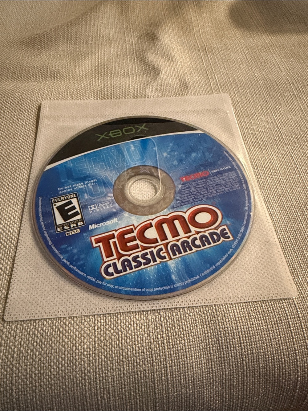 Microsoft Tecmo Classic Arcade Xbox Game Disc (Blue) loose copy